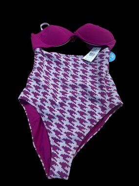 WET Size Large (L) Houndstooth Print Bandeau One Piece Swimsuit